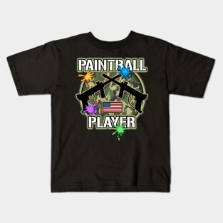 Paintball Player Paint Splatter Camouflage Kids T-Shirt